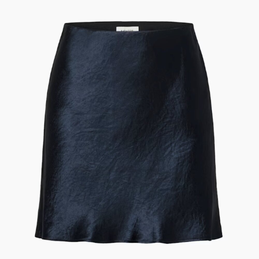 Aritzia Babaton Slip Satin Mini Skirt Black – Size 8 - Picture 2 of 5